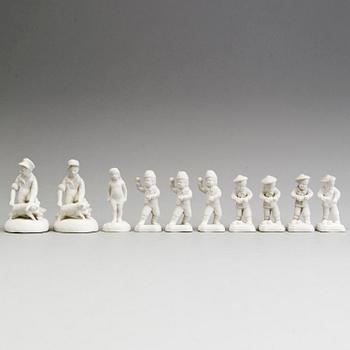 TEN MINIATURE PARIAN FIGURES, Gustafsberg, ca 1900.