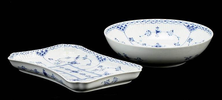 SERVISDELAR, 6 st, porslin, "Musselmalet", Kongl Dansk.