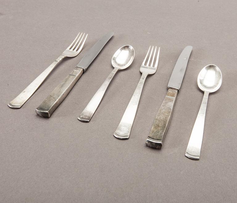 A Swedish 20th set of 36 pcs silver cutlery mark of J Ängman GAB Stockholm 1690/70s, weight ca 980 gr.