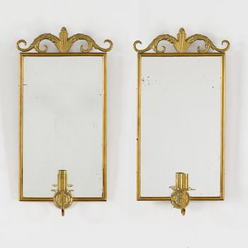 LARS HOLMSTRÖM, a pair of Swedish Grace brass wall-sconces, Lars Holmström Arvika,1920-30's.