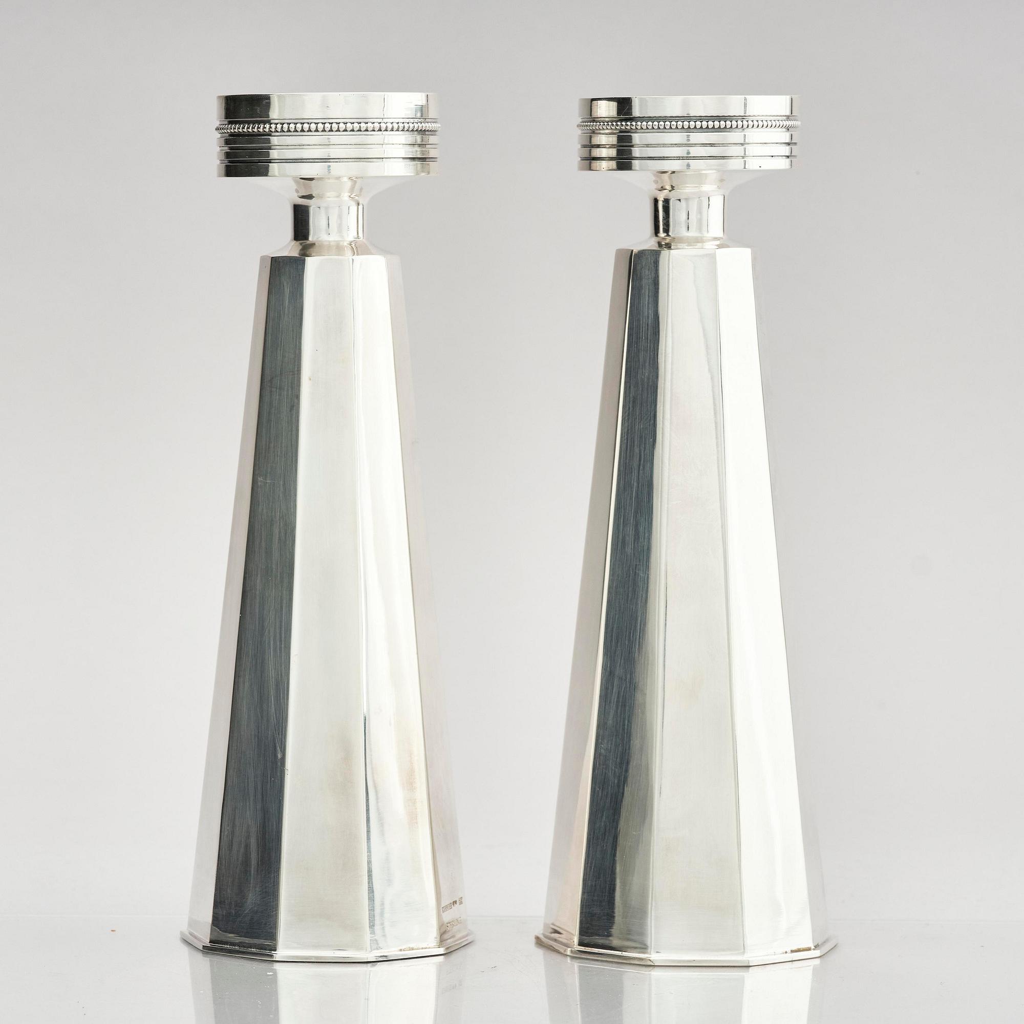 Markströms Guldsmeds Ab, a pair of sterling silver candlesticks, Uppsala, Sweden 1967.