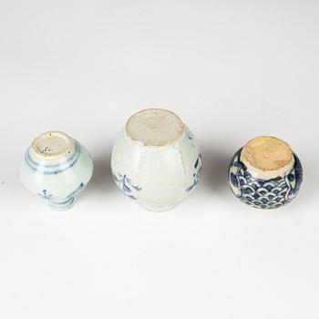A group of blue and white porcelain for the South East Asian market, 15th/17th Century.