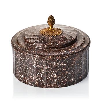 153. A Swedish Empire 19th century porphyry butter box.