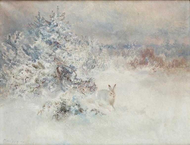 Mosse Stoopendaal, Hare in a winter landscape.