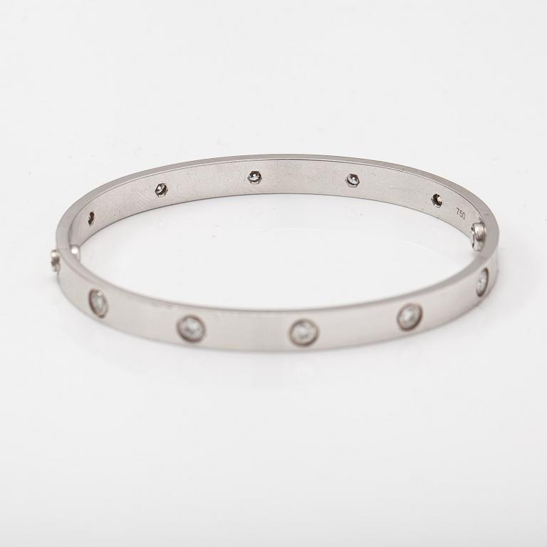 Cartier, "Love bracelet" an 18K white gold bracelet with diamonds ca. 0.96 ct in total. Marked Cartier, 19, SD4387.