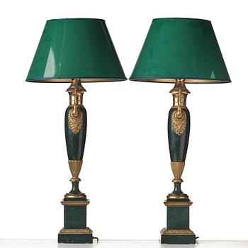 A pair of table lamps, France mid 19th century.