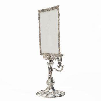 Christian Hammer, a silver liophane-screened reading-candlestick, Stockholm 1864.