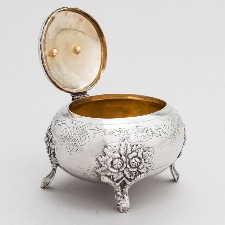 Antoni Riedel, A lidded silver sugar casket, Warsaw, Poland 1894.