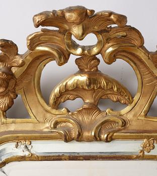 A rococo giltwood mirror, Stockholm, later part 18th century.