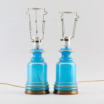 BORDSLAMPOR, glas, 1900-talets mitt.