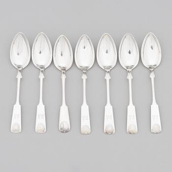 A 42-piece set of silver cutlery with seashell decorated handles, Finnish hallmarks, 1918-1950.