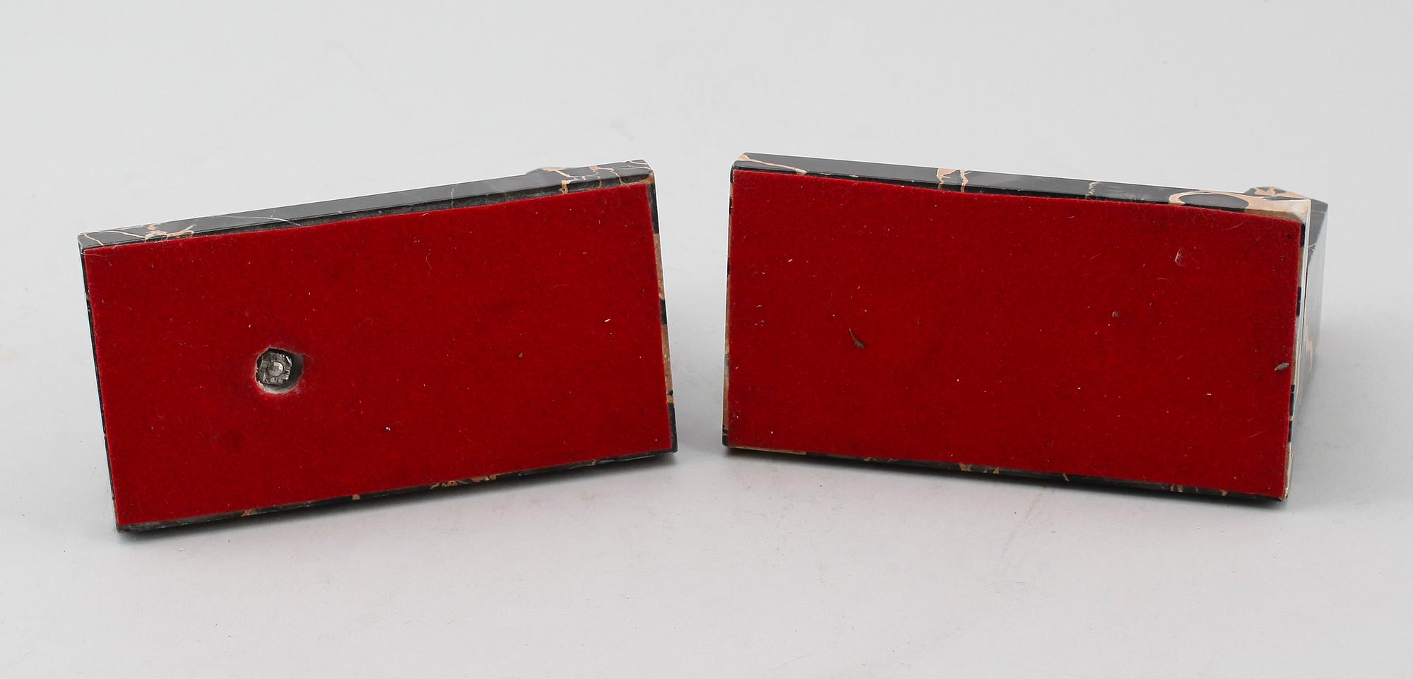 BOKSTÖD, marmor och vitmetall, art déco, 1900-talets första hälft.