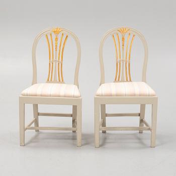 A pair of late Gustavian style chairs, Lindome, first half of the 19th century.