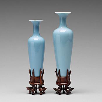 876. Two Chinese 'claire de lune' vases, Republic with Kangxi mark.