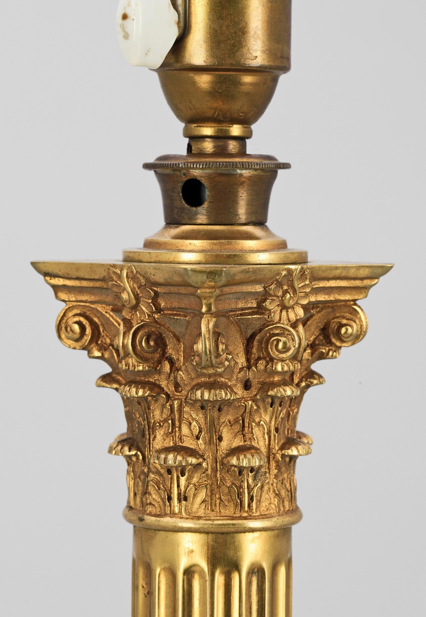 LAMPFOT, mässing, empirestil, sent 1800-tal. H ca 67.