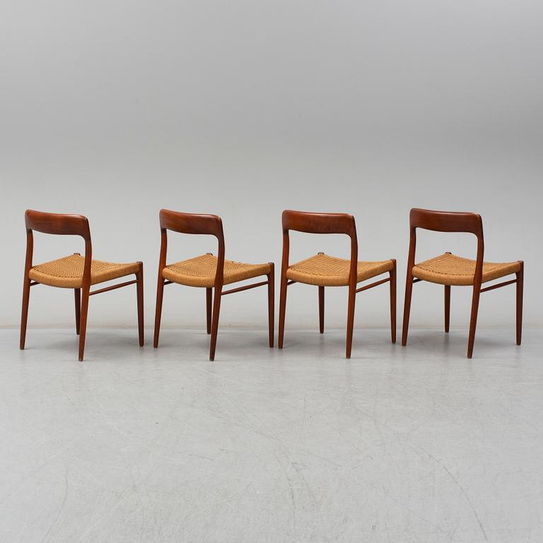 NIELS OLE MØLLER, a set of 4 
 1950's-/60's teak chairs.