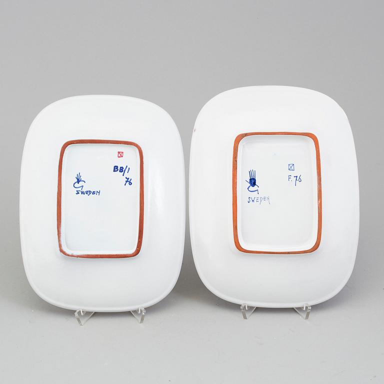 STIG LINDBERG, skålar och fat, 5 st, fajans, Gustavsberg studio 1950-tal.