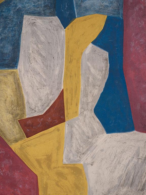 Serge Poliakoff, "Composition carmin, jaune, grise et bleue".