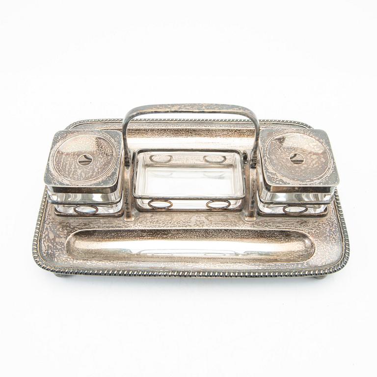 Writing set, silver, London, England, 1933, along with a letter opener, Hugo Strömdahl, Stockholm, 1953, and a seal.