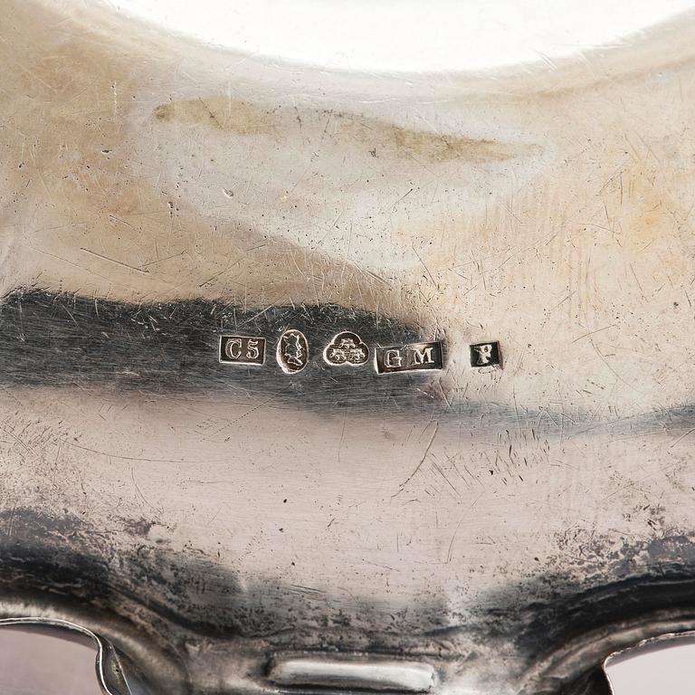 Gustaf Möllenborg, nattljusstakar, ett par, silver, Stockholm 1857.