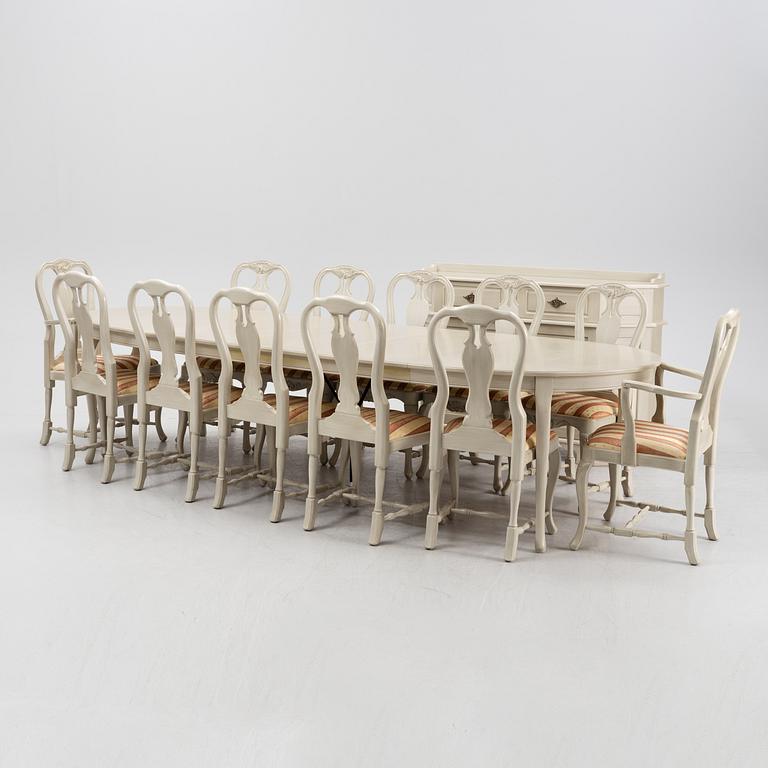 A 14 pieces rococo style dining set from Åmells, 20th Century.