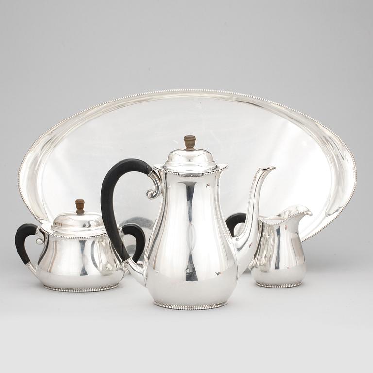 KAFFESERVIS, 4 delar, silver, CN&S, Linköping, 1921. Totalvikt ca2098g.