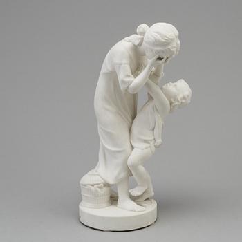 SKULPTUR, parian. "Skälmaktighet och förställning", Gustafsberg, 1907.