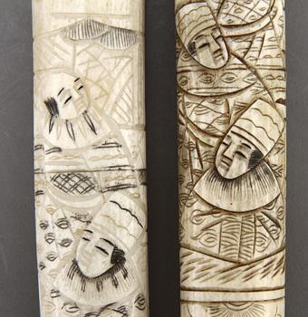 KNIVAR, 2 st, ben, orientaliska, 1800/1900-tal.