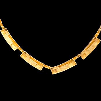 BJÖRN WECKSTRÖM, COLLIER och ÖRHÄNGEN, "Tundra", 14K guld. Lapponia 1970-73.