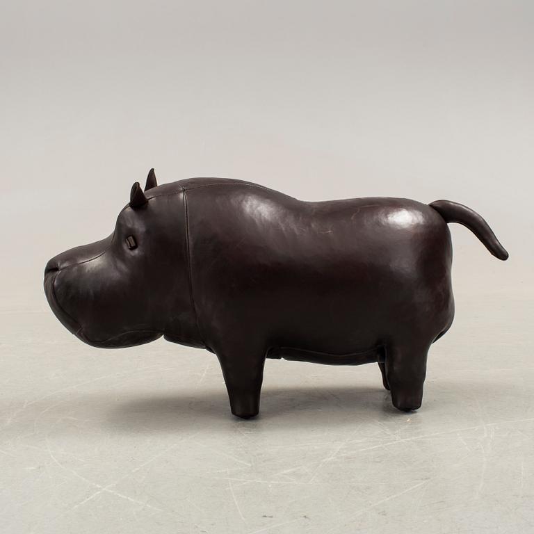 DIMITRI OMERSA & CO, a leather footstool in the shape of a hippo.
