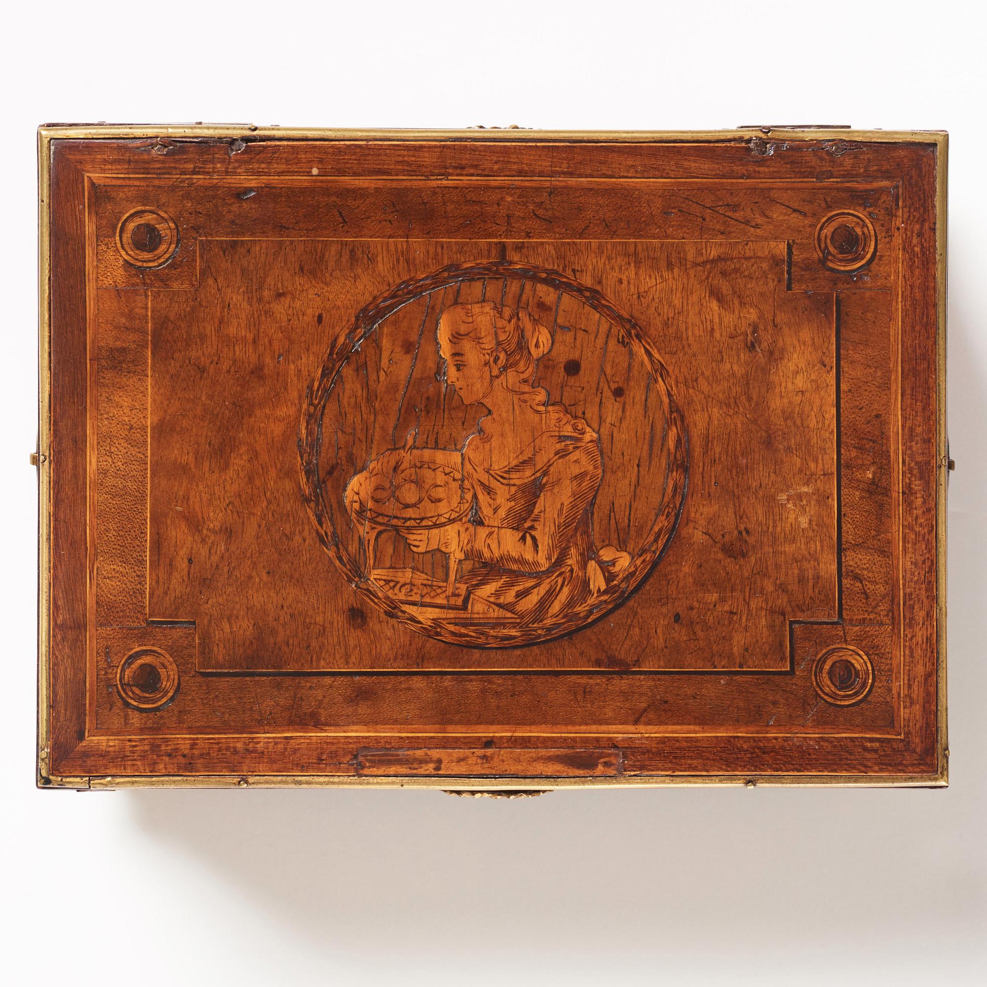 A Gustavian marquetry box with cover by G Haupt (1770-1784).