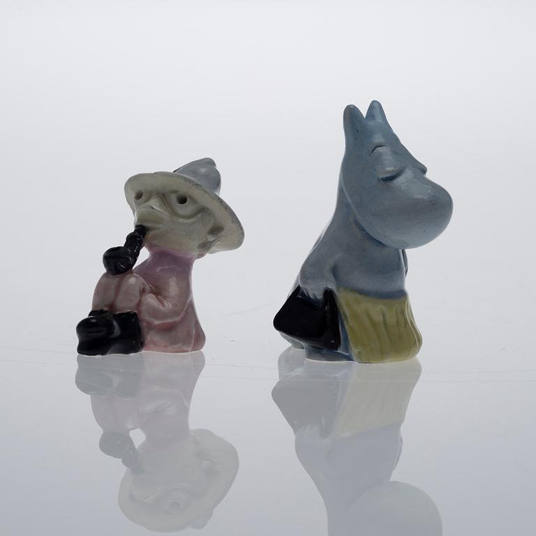 MINIFIGURIINIT, 2 kpl, keramiikkaa, "Muumi", Signe Hammarsten-Jansson, 1950-luku.