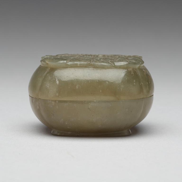A nephrite box with cover, late Qing dynasty.