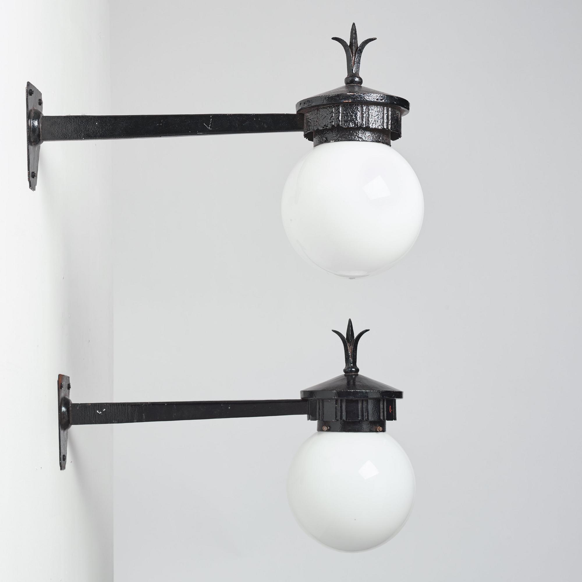 Harald Notini, a pair of large wall lamps,  model "8100", Arvid Böhlmarks Lampfabrik, 1920-30s.