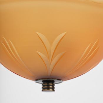 Edward Hald, a pair of ceiling lamps, Orrefors, 1930s.