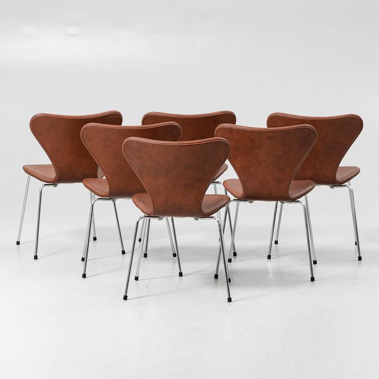 Arne Jacobsen, Chairs, 6, “Series 7” for Fritz Hansen, Denmark, latter half of the 20th century.