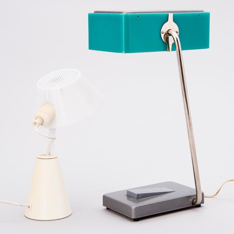 Two metal and plastic table lamps, second half of 20th Century.