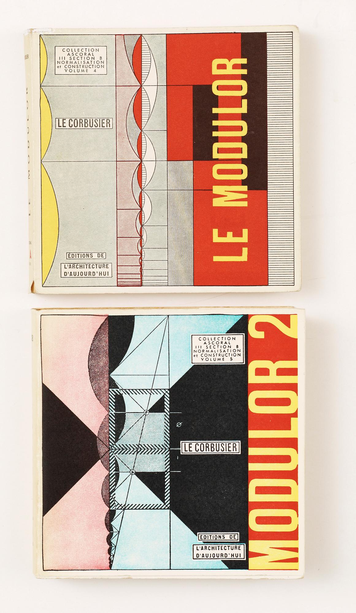 BÖCKER, 2 st, "Le Modulor" samt "Modulor 2", Le Corbusier, Editions de l´architecture, Boulogne, 1963 samt 1968.