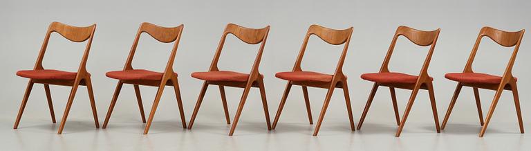 A set of six chairs by Albin Johansson & sons, Hyssna, 1950s/60s.
