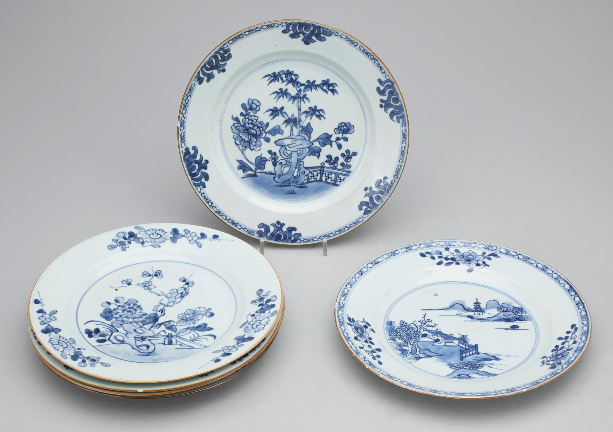 TALLRIKAR, 6 st, kompaniporslin, Kina Qianlong, 1736-1796.