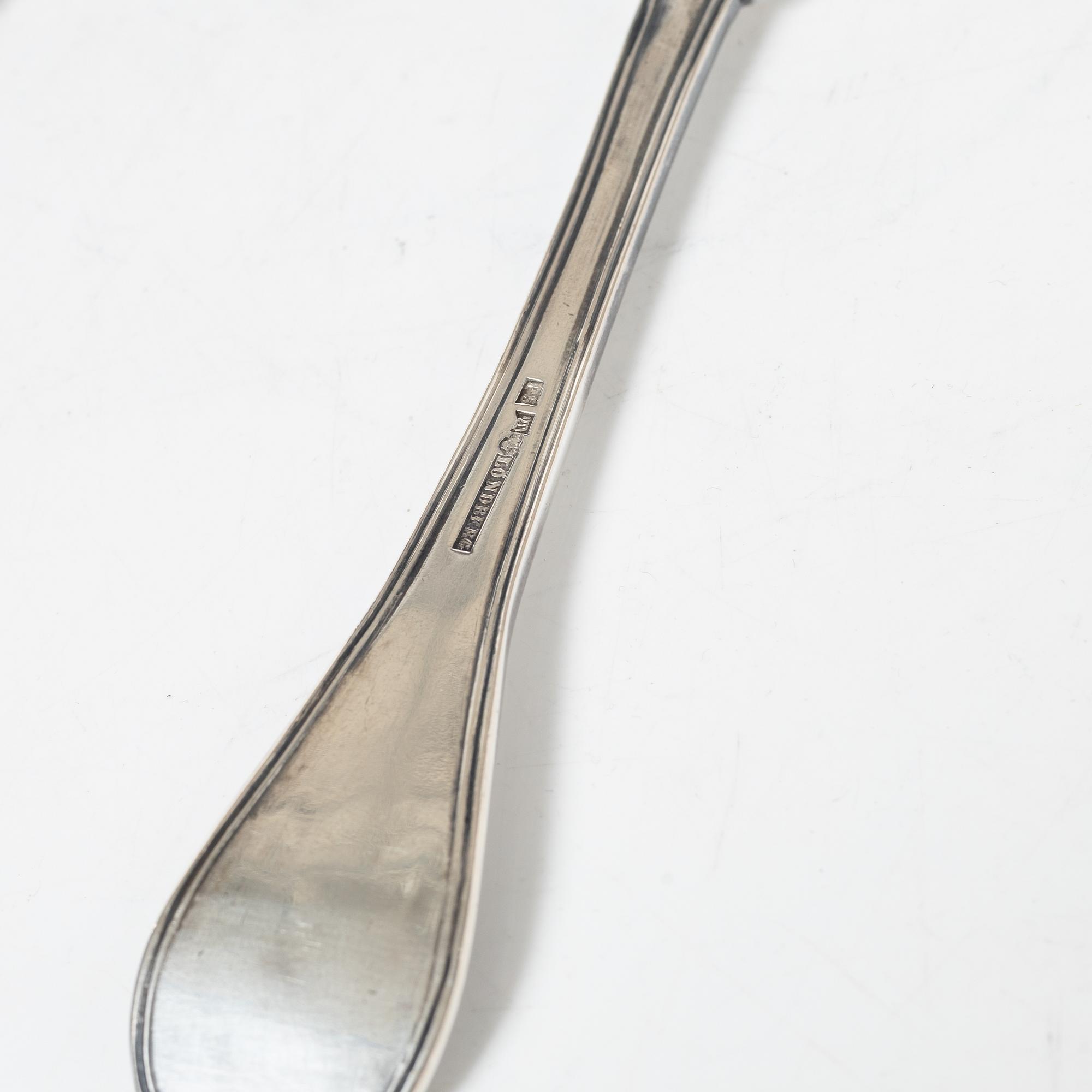 A set of twelve Swedish silver spoons, including Adolf Zethelius, Stockholm 1826.