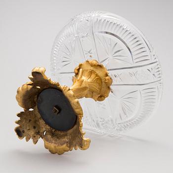 A mid-19th Century footed plate in gilt bronze and cut glass, presumably from Russia.