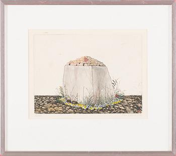STEN EKLUND, hand colored etching, numbered 26/30, signed and dated 1973.