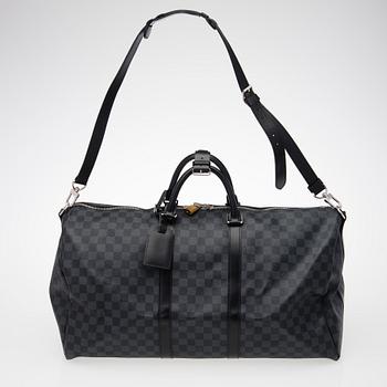 LOUIS VUITTON, "Damier Keepall Bandouliere 55", VÄSKA.