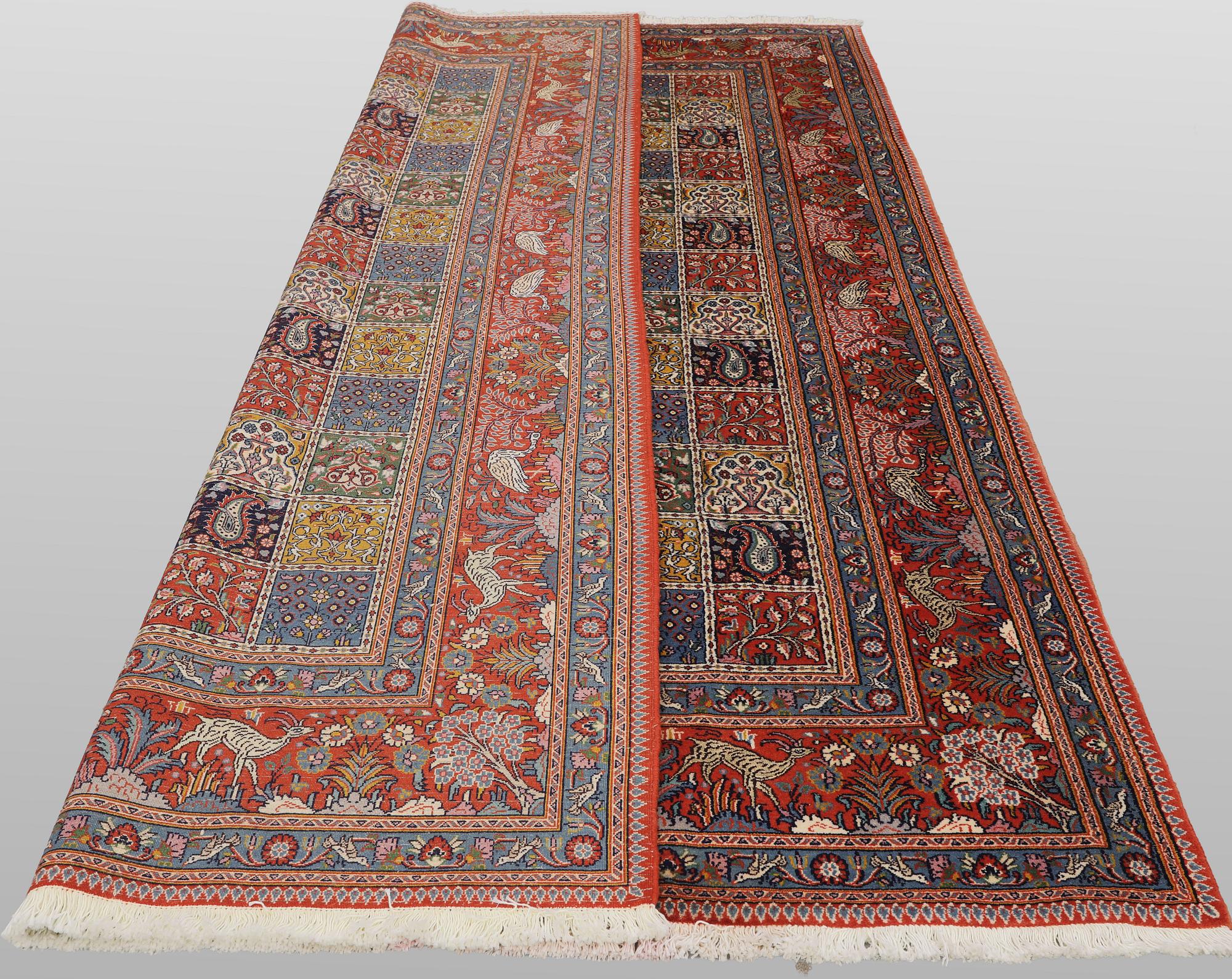 A Moud part silk carpet, 298 x 199 cm.