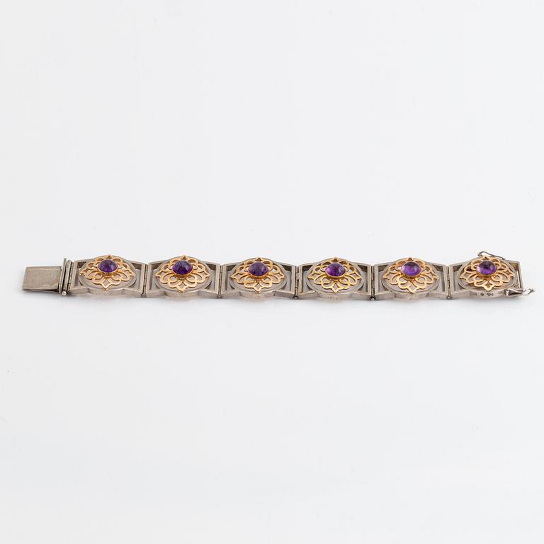 Silver and 18K gold with cabochon cut amethyst necklace.