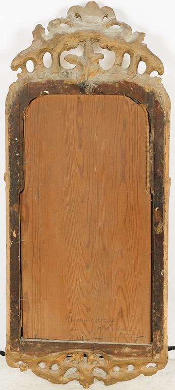 A Swedish giltwood rococo mirror, Stockholm, ltaer part 18th century.