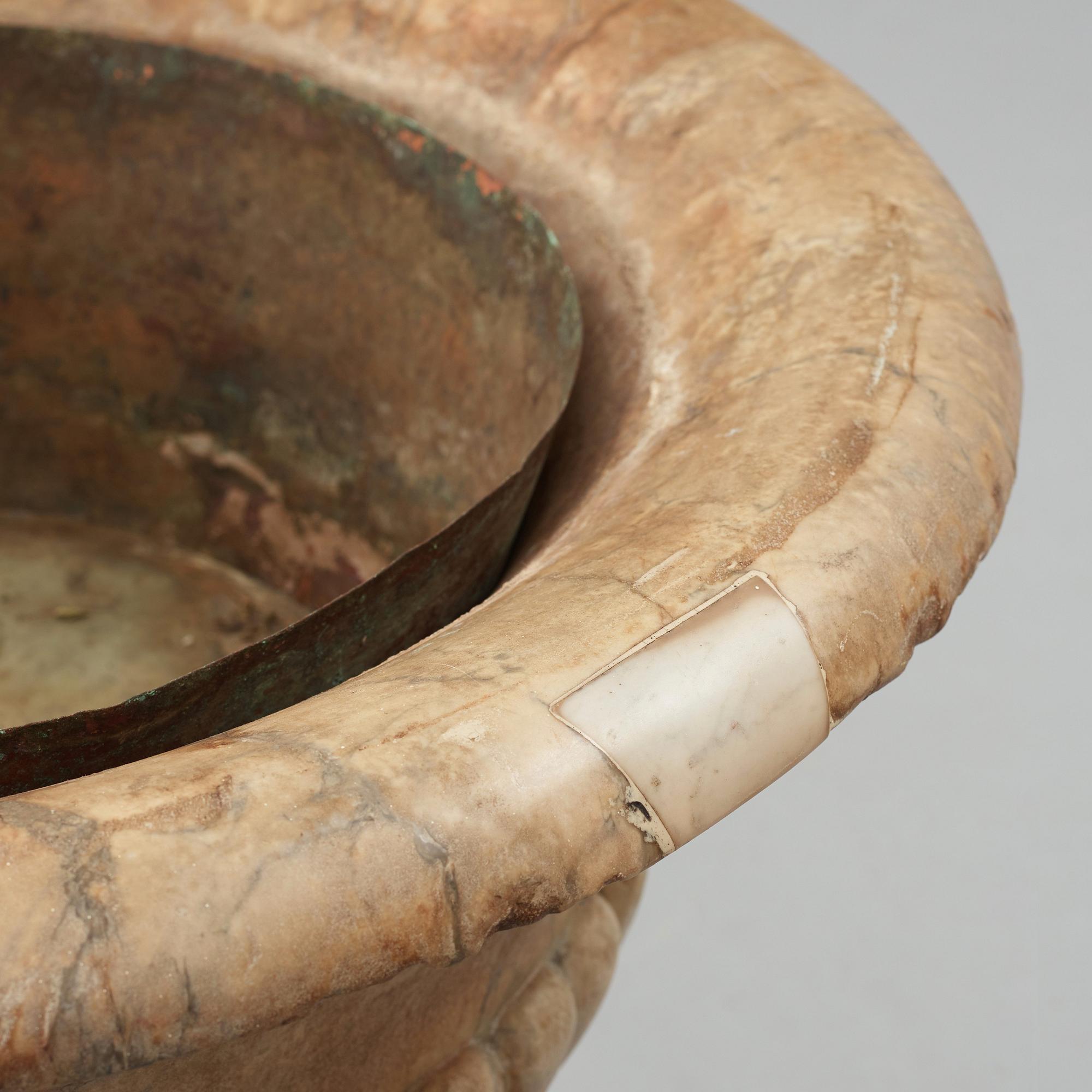 A unusally large and important presumably 17th century Italian white marble urn.