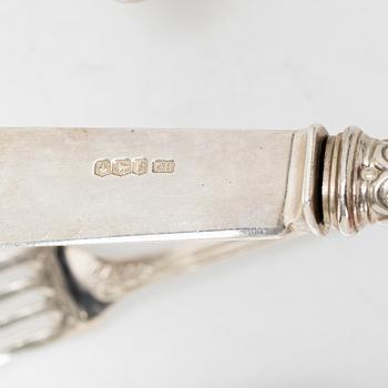 A silver cutlery set and wood case, mark of Émile Puiforcat and others, Paris, France 1850s-1900s.