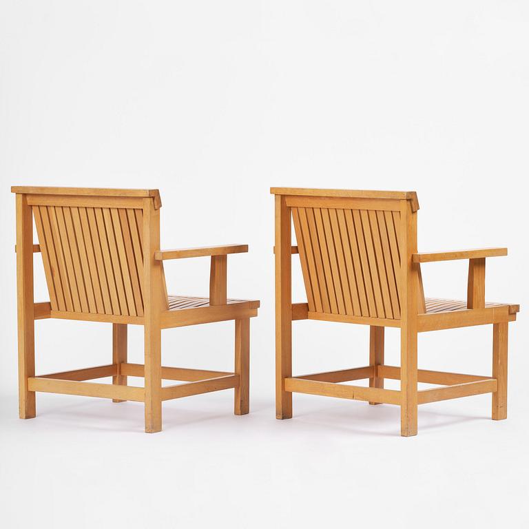 John Kandell, a pair of armchairs, J. E. Blomqvist Möbelfabrik, Uppsala, designed for the City Archive of Stockholm, 1958-59.